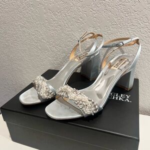 Badgley Mischka Silver Embellished Heels